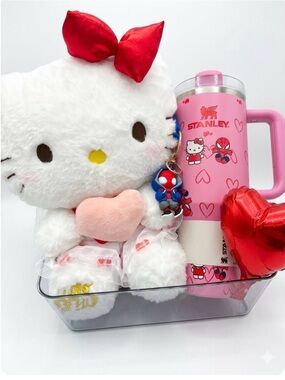 Hello Kitty Plush with Stanley Tumbler and Heart Accessories